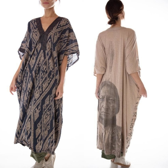 New Magnolia Pearl Veda Monarch Kaftan Sitting Bull River Caftan Dress 562 blue - Picture 16 of 16